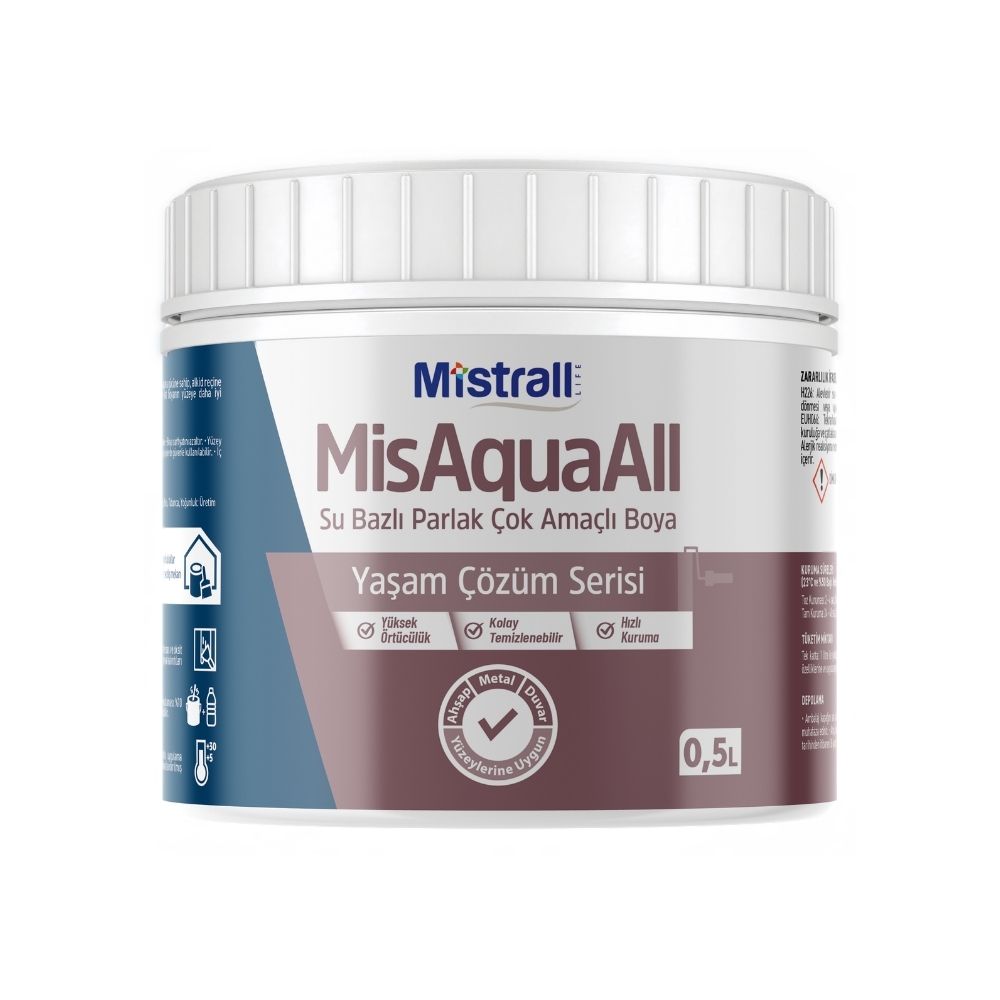 Portina Mutfak & Kapı - 0,5 L MisAquaAll Su Bazlı Parlak Çok Amaçlı Boya